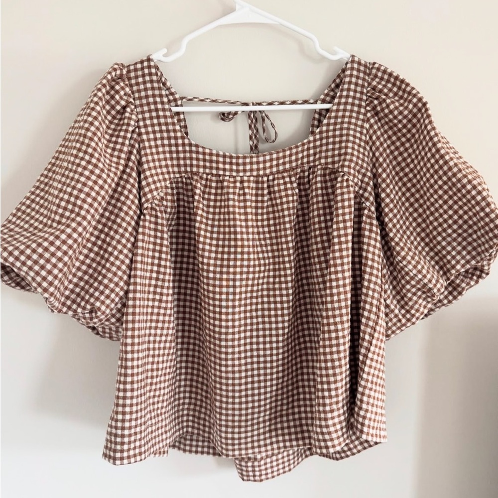Neuflora Brown Gingham Women's Top